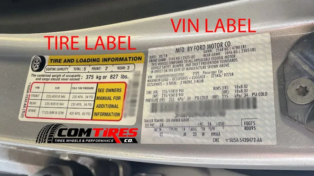 Tire Information Label Located On the Door Jamb