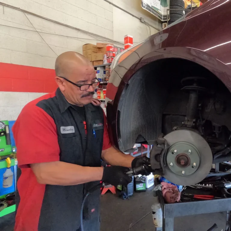 Mechanic performing a brake job