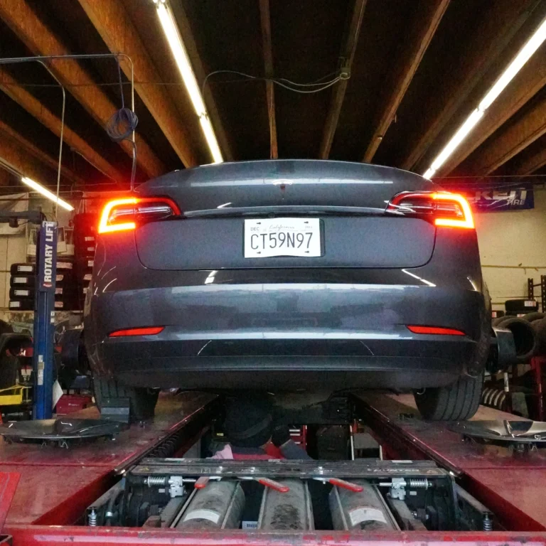 Wheel Alignment On Tesla Model 3 Gray Rear